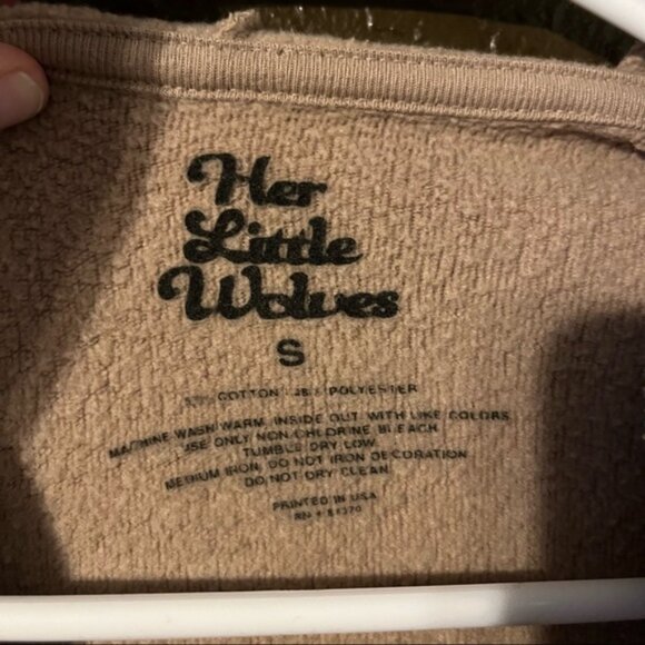 Tan ‘Badass Motha’ Zip Down Hoodie by Her Little Wolves, Sz Small No Drawstring - Picture 4 of 7